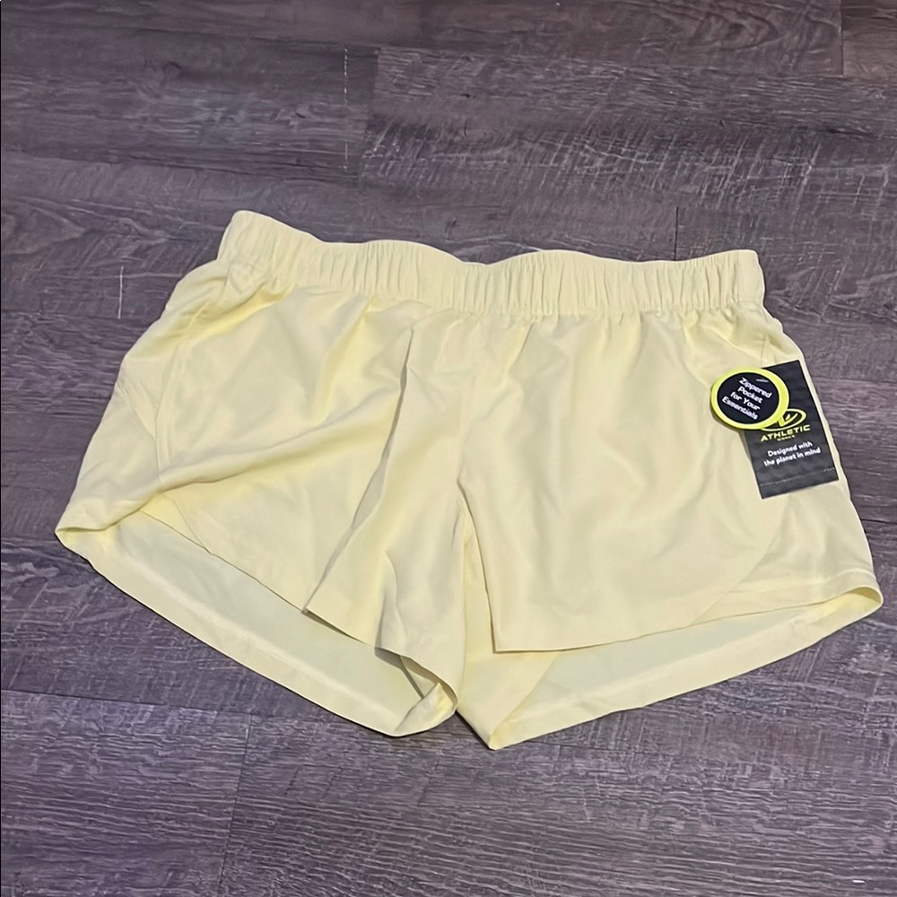 Athletic Works Yellow Athletic Shorts with Elastic Waistband
